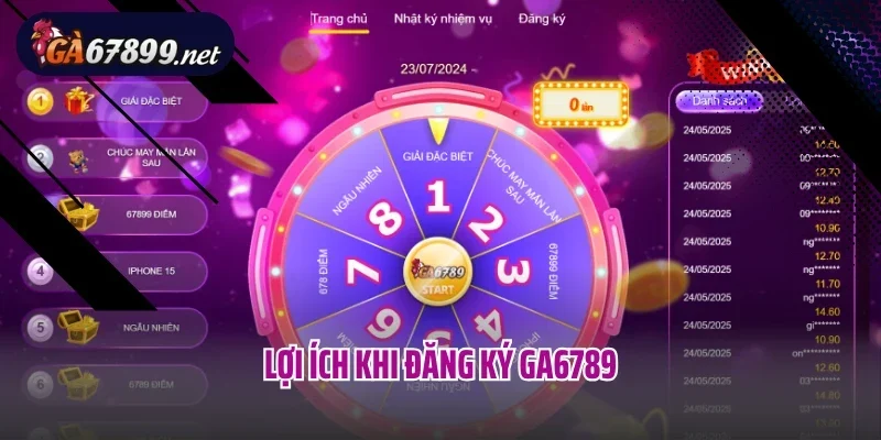 Lợi ích khi đăng ký Ga6789