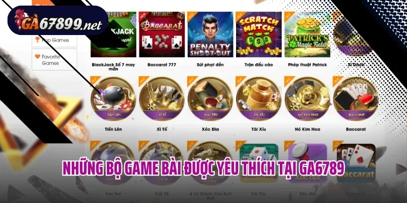 Những bộ game bài được yêu thích tại Ga6789