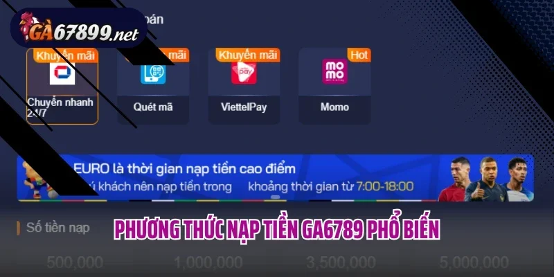Phương thức nạp tiền Ga6789 phổ biến